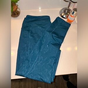 Blue Snakeskin Print Leggings